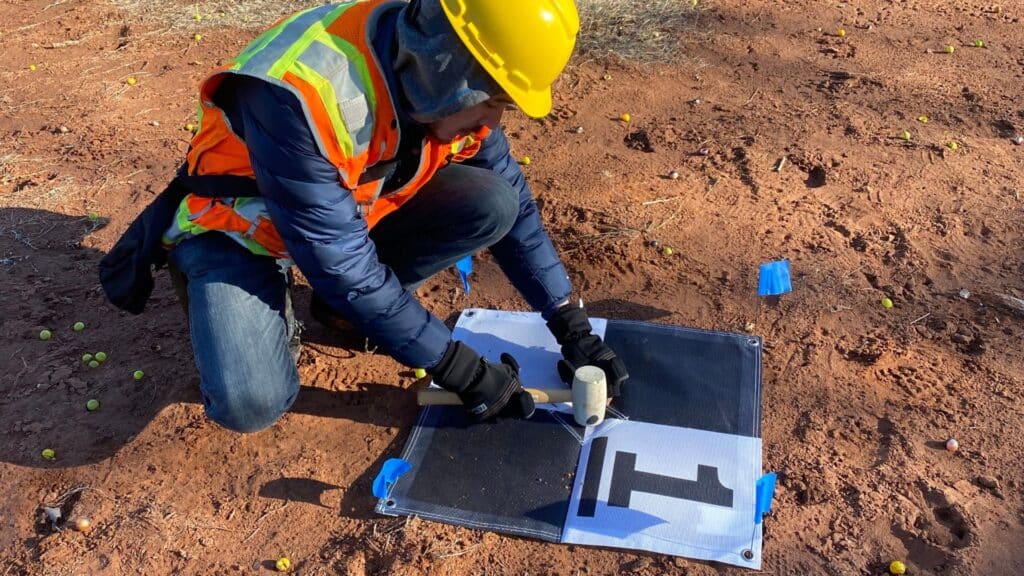 Blue Falcon Aerial CSO, Michael Hara, aerial ground control points to ensure accurate lidar data